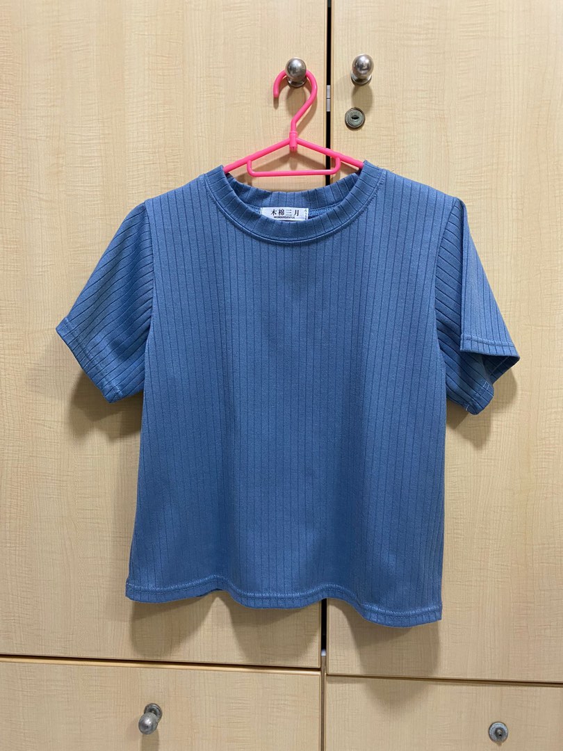 Basic blue top, Women's Fashion, Tops, Shirts on Carousell