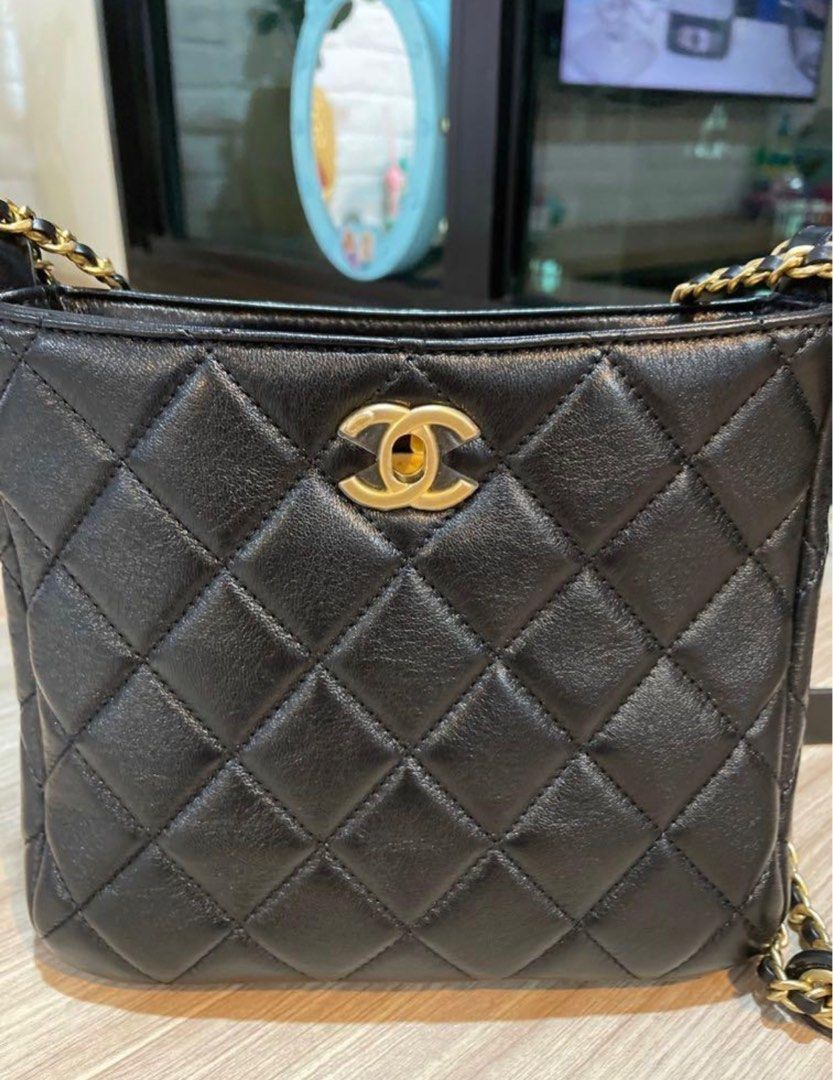 CHANEL Aged Calfskin Quilted Maxi Gabrielle Hobo Black 1218972