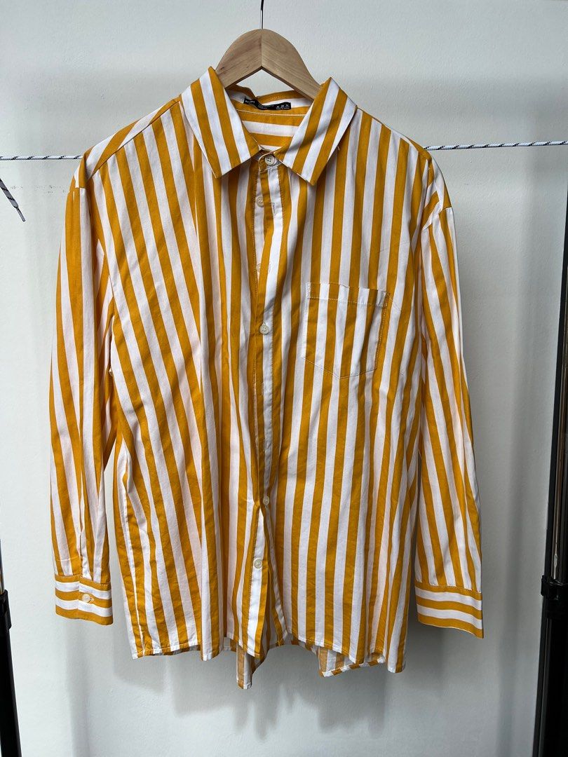 yellow striped button down