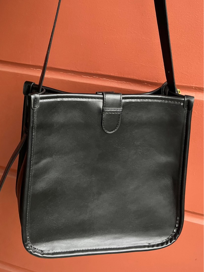 Black Leather Shoulder Bag from shein on Carousell