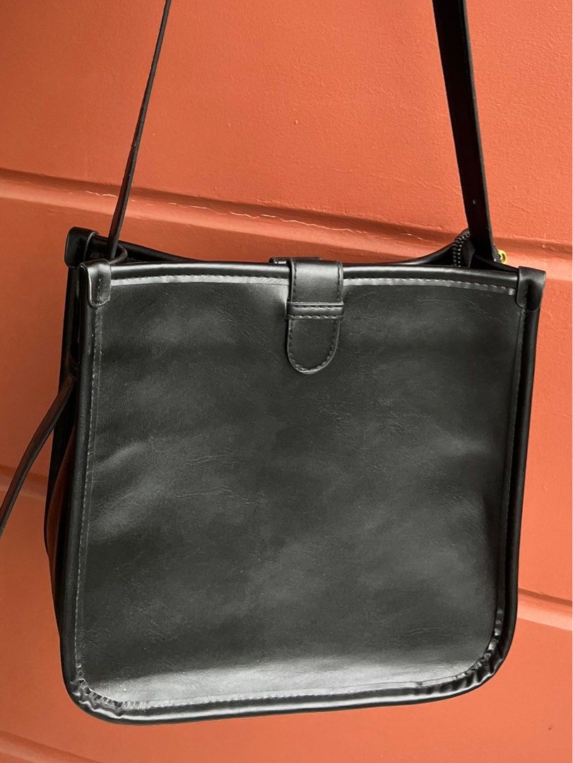 Black Leather Shoulder Bag from shein on Carousell