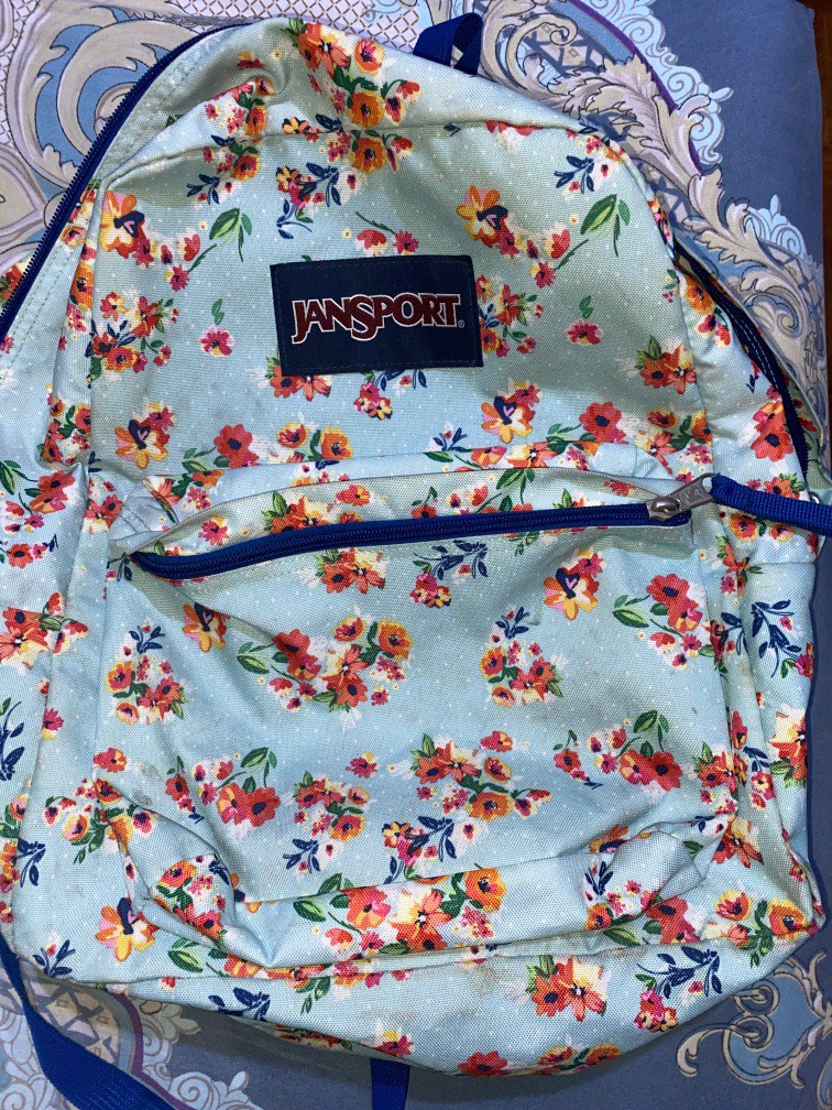 Jansport backpack deals blue flowers