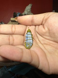 Blue Kyanite pendant crystal pendant wire wrapped