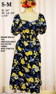 Blue Yellow Floral Printed Sweetheart Neckline Puff-sleeves Maxi Dress BKK Dress Inspired