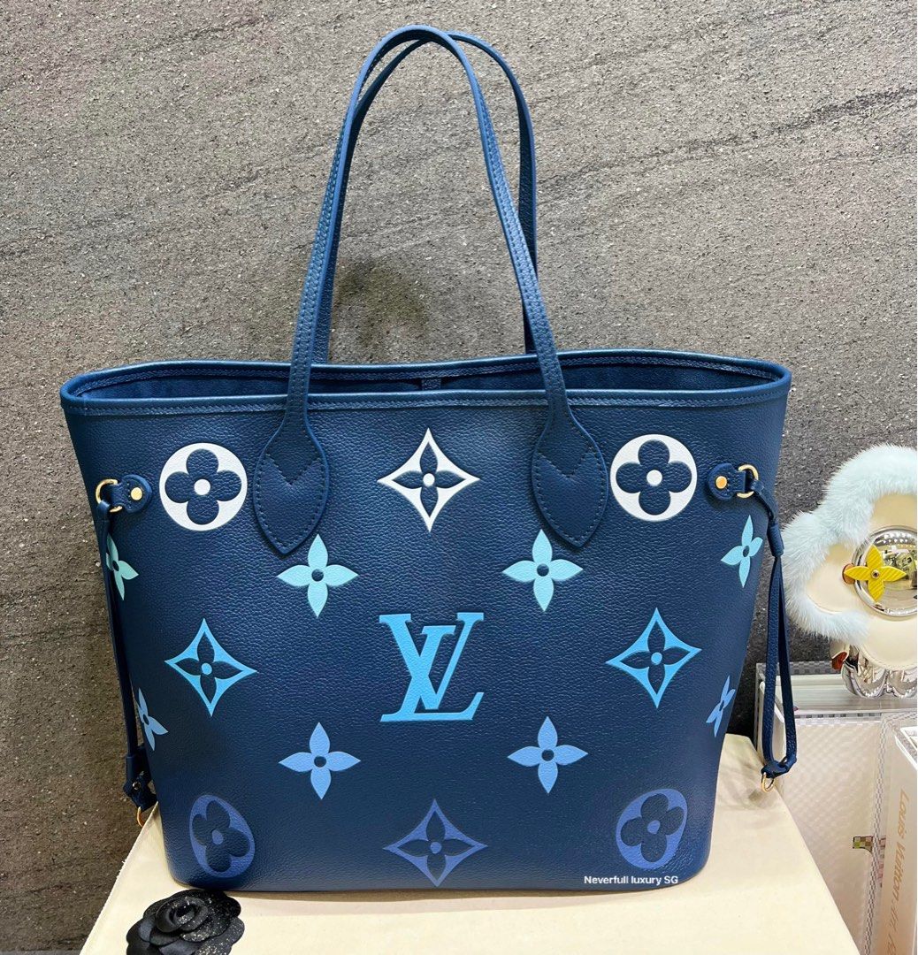 LV Neverfull multicolor white MM, Luxury, Bags & Wallets on Carousell