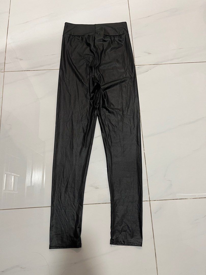 BN Nastygal Semi Matte Leather Leggings Pants UK 8 US 4 Women s