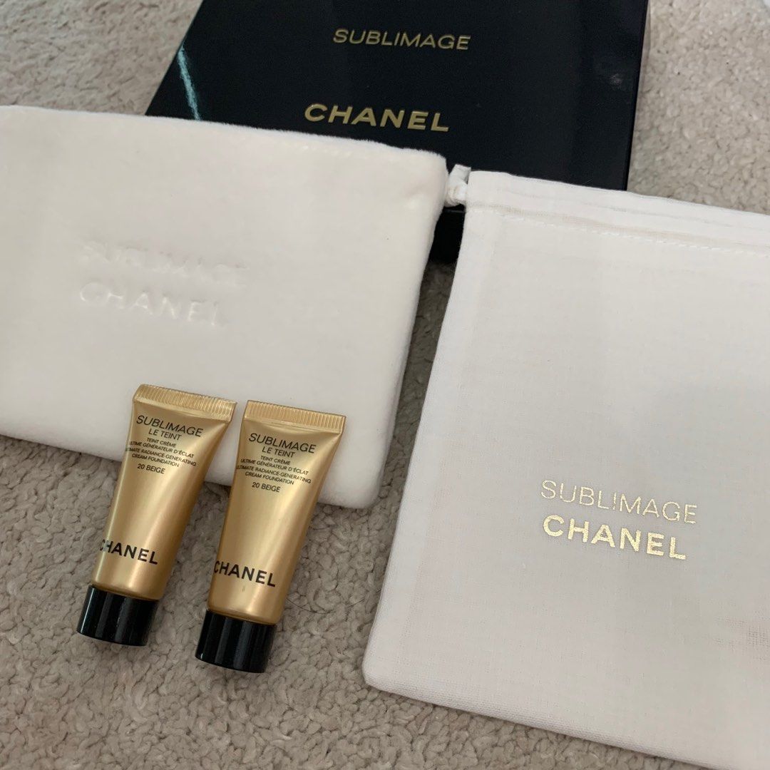 CHANEL Sublimage 2pcs Fur & Drawstring Pouch With 2pcs Foundation Cream  #SeeHere, Beauty & Personal Care, Face, Makeup on Carousell