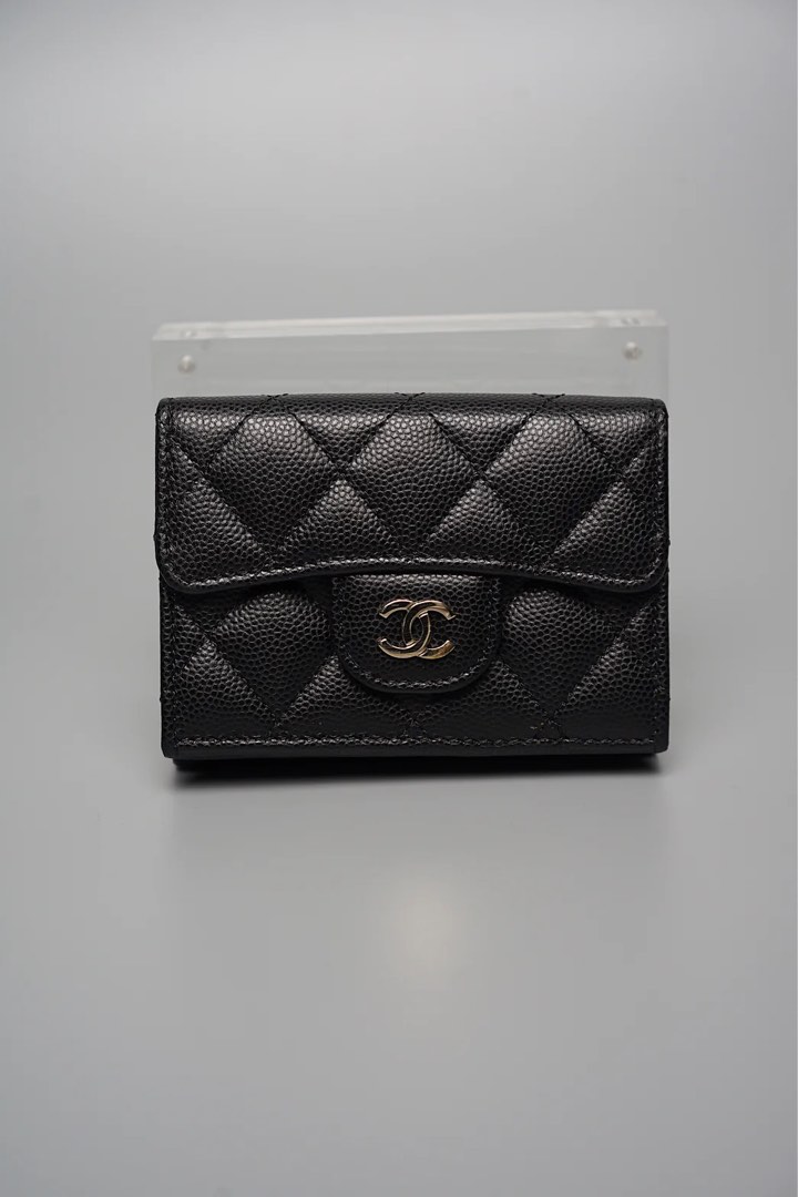 CHANEL 25S CF SMALL TRI FOLD WALLET 11 IN VIVID RED CAVIAR GOLD HARDWARE