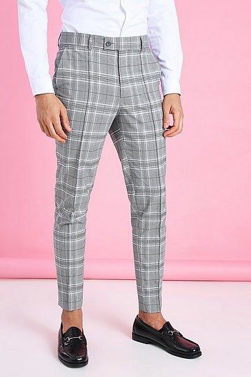 Checkered slim top pants