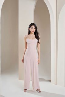 Chello - Heidi Cowl Neck Jumpsuit in Baby Pink