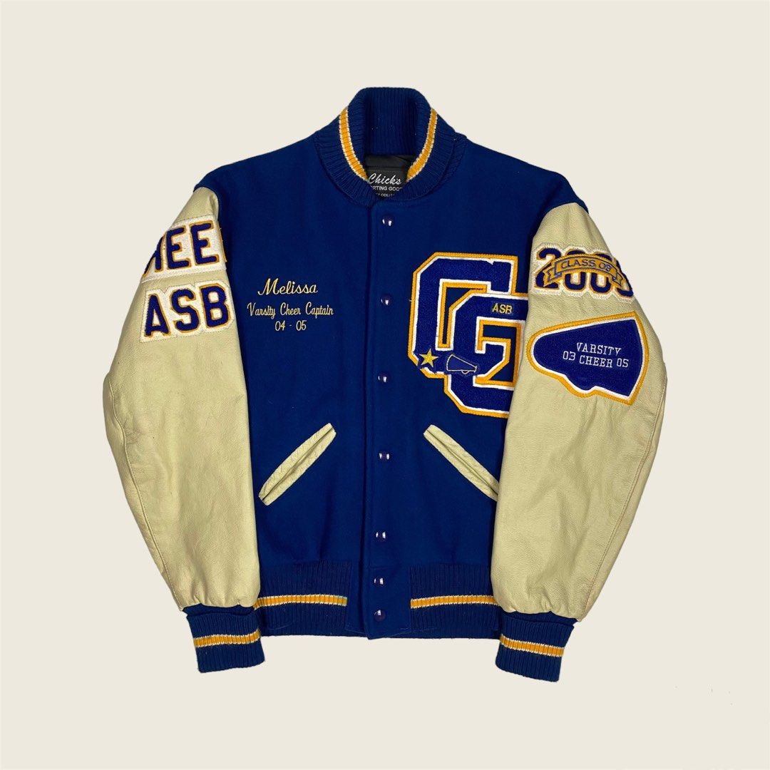 Chicks' Sporting Goods Letterman Multipatch Wool Leather Varsity Jacket ...