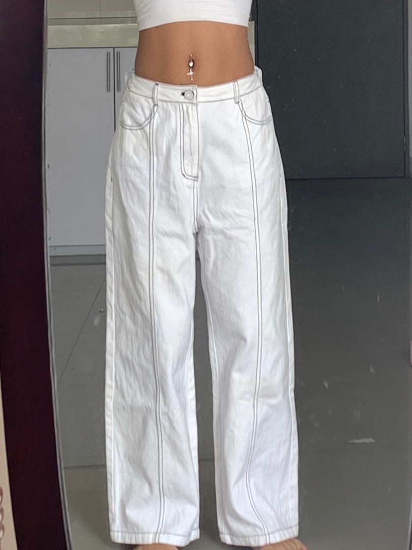 White Stitch Pants