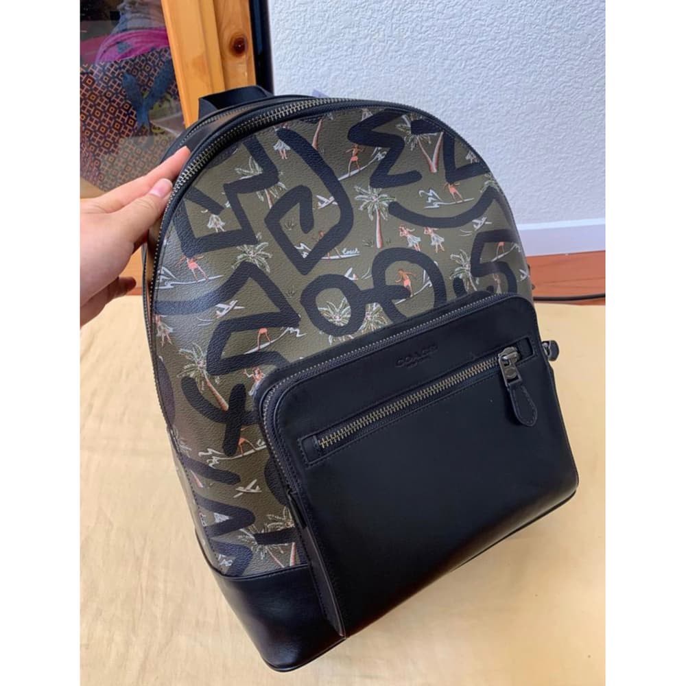 [NEGOTIABLE] Coach Army Green & Black Backpack, Men's Fashion, Bags