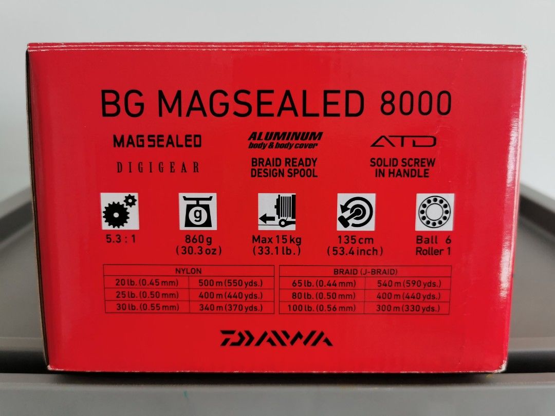 Daiwa BG Magsealed 8000 reel (with line), Sports Equipment, Fishing on  Carousell