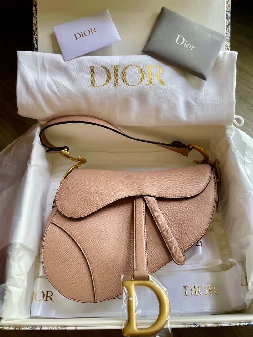 Dior - Saddle Bag with Strap Latte Grained Calfskin - Women