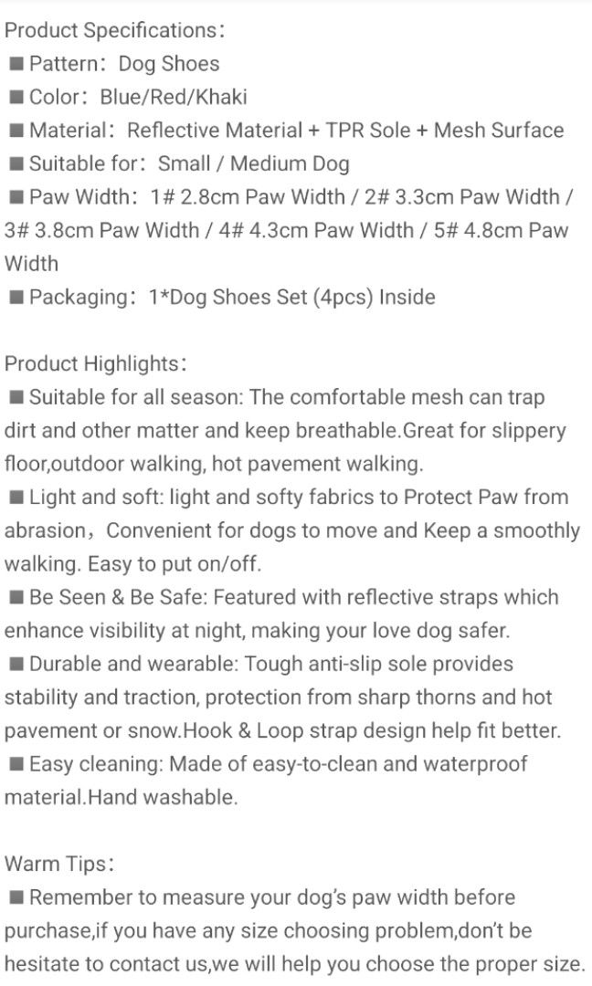 Dog Shoe. Size 3 only (3.8cm width), Pet Supplies, Homes & Other Pet