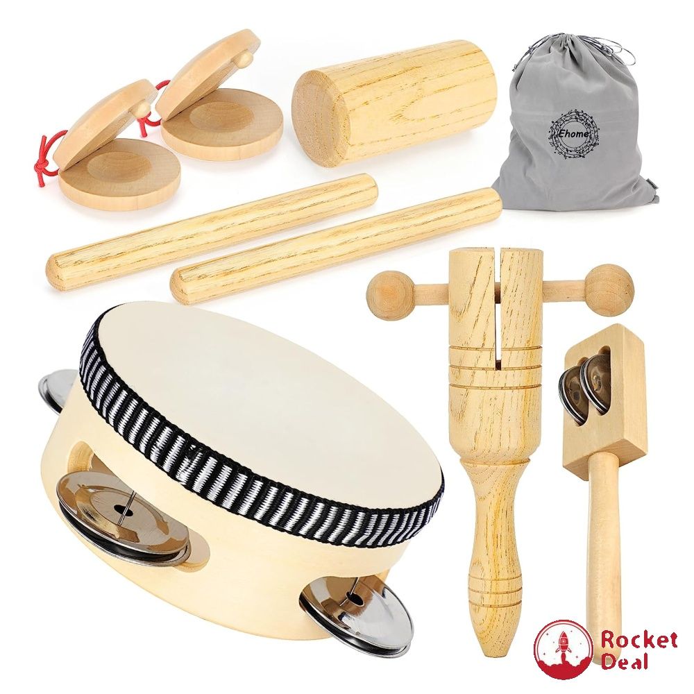 Ehome Toddler Musical Instruments Wooden Sensory Instruments for Babies Percussion Instruments Toy Sets for Kids Preschool Education Eco Friendly