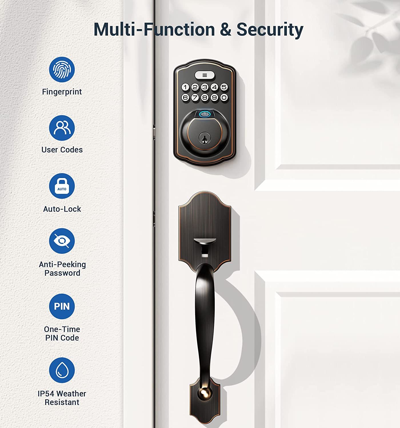 Fingerprint Door Lock, Veise Keyless Entry Door Lock, Electronic Keypad