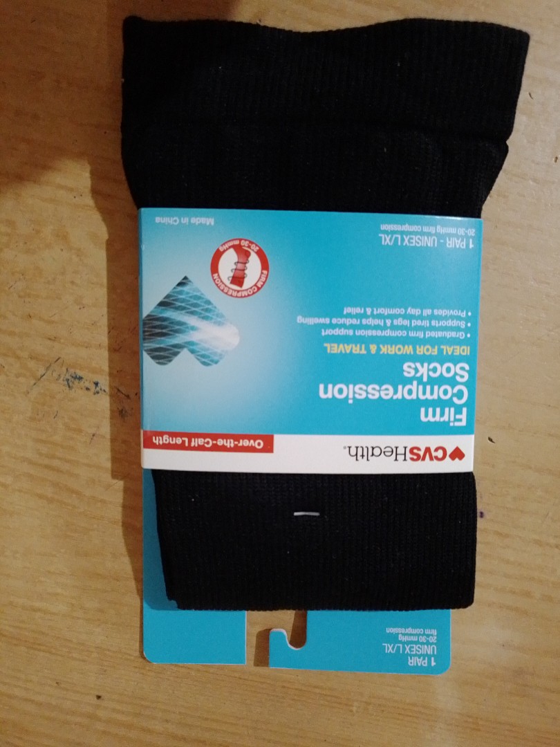 CVS Health Firm Compression Socks Over-The-Calf Length Unisex, 1 Pair,  White, L/XL