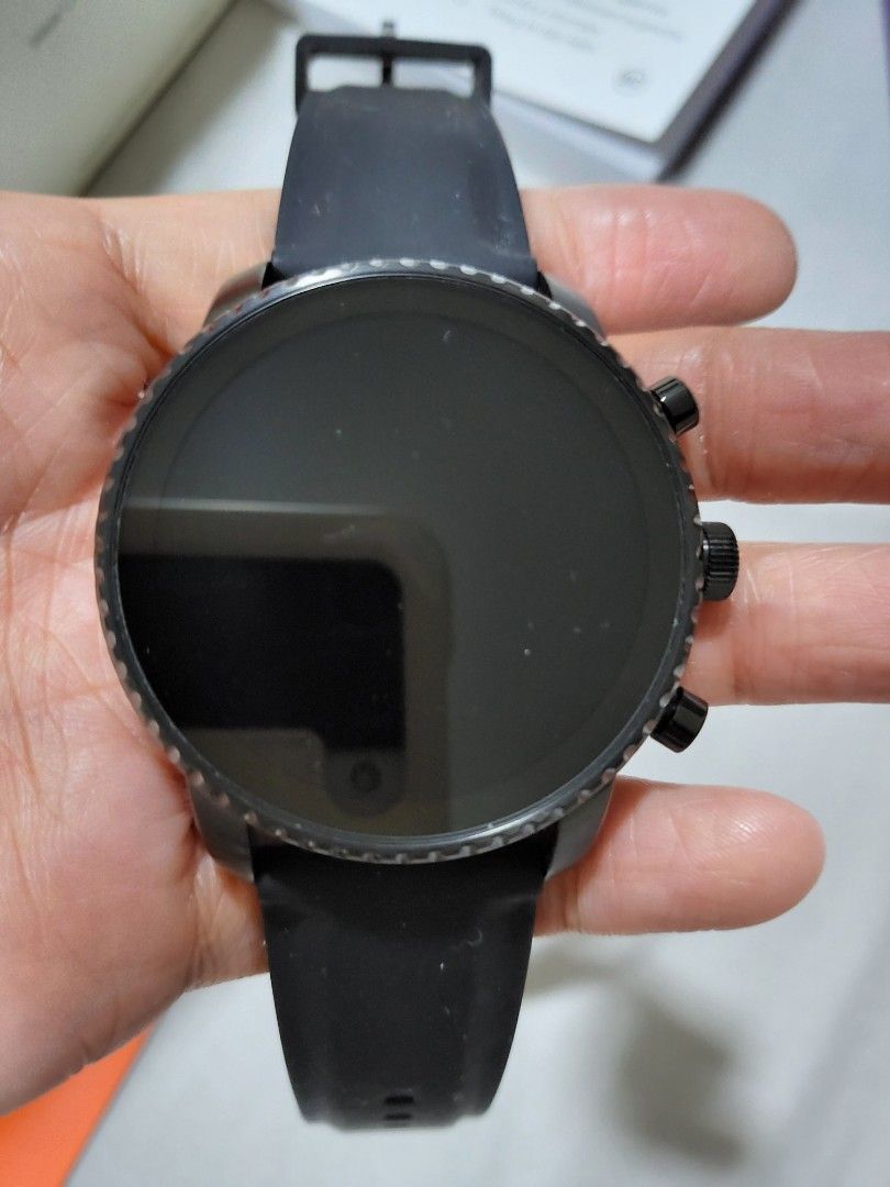 New q men's explorist gen 4 hr black silicone strap touchscreen smart watch 45mm deals
