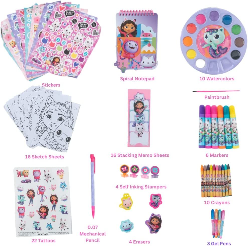 Gabby's Dollhouse Creativity Fun Kids Art Set for Coloring, Painting ...