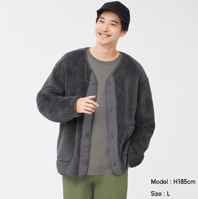 GU Pile Lined Cardigan Sherpa Fleece Jacket Black Size Small Women s Fashion Coats Jackets and Outerwear on Carousell