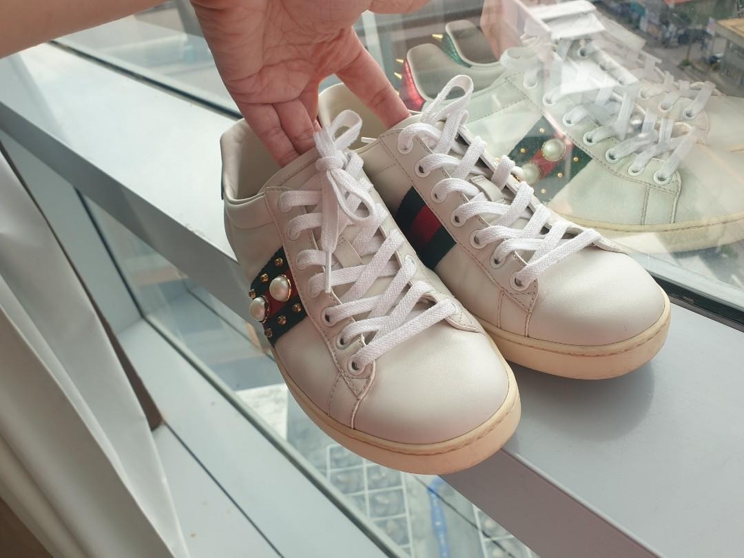 Gucci pearl studded sneakers shop