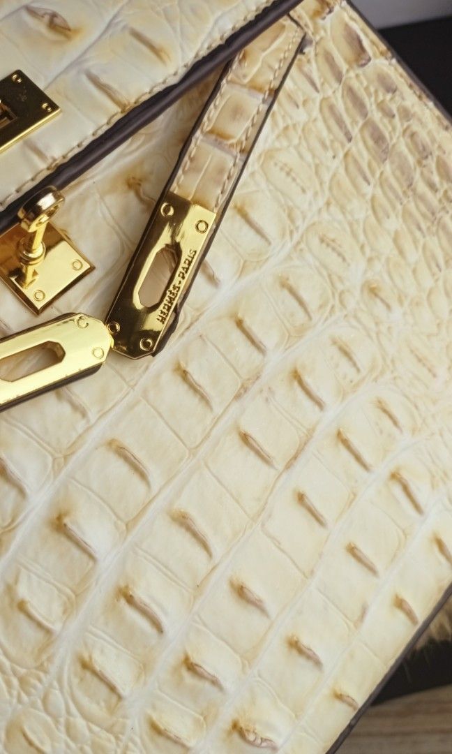 Hermes kelly pochette crocodile, Luxury, Bags & Wallets on Carousell