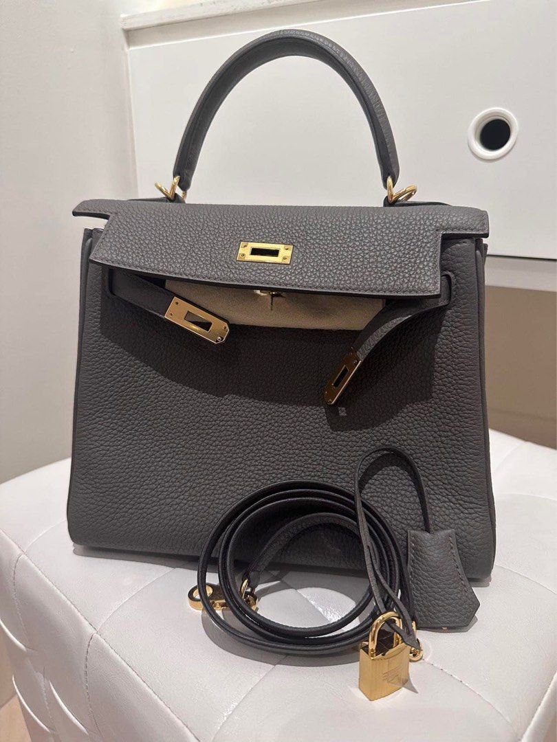 Hermes Kelly 25 Togo 8F Gris Etain GHW Stamp Z in 2023