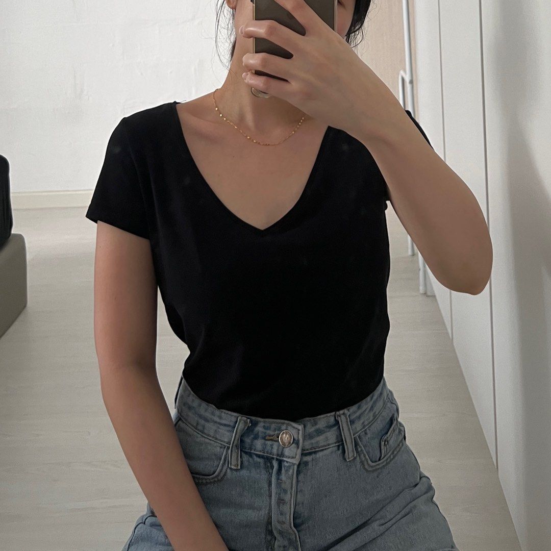 H&m basic black on sale tee