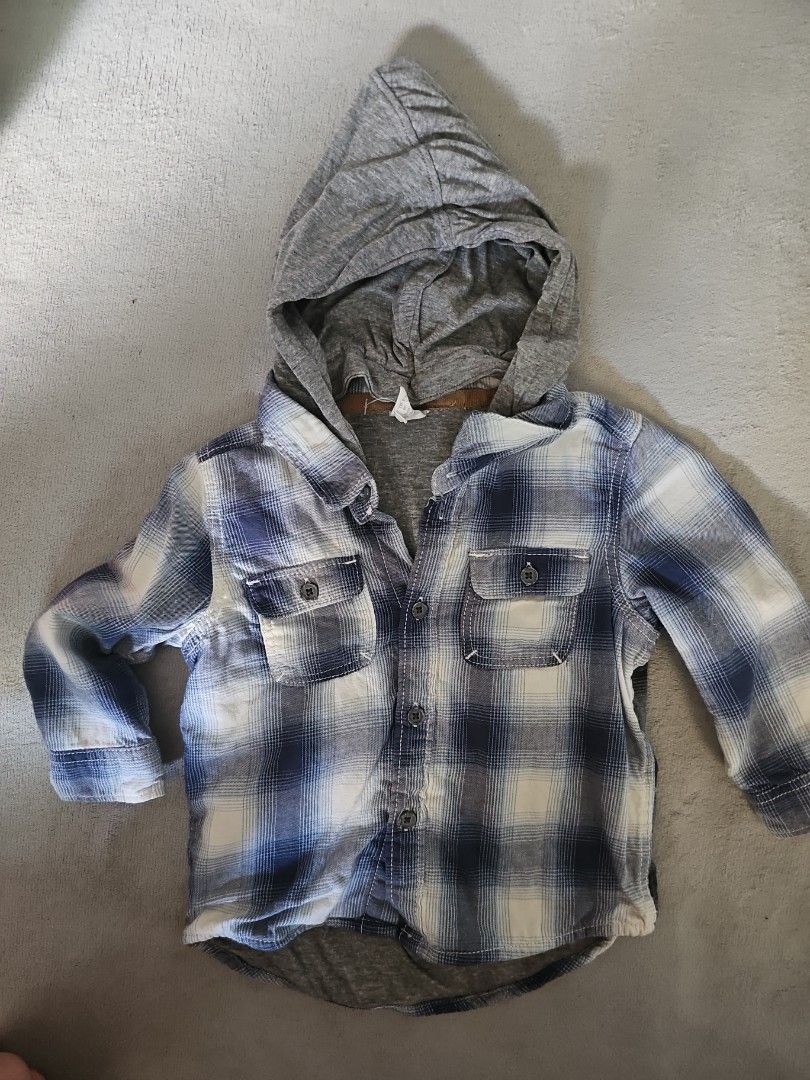H M checkered shirt with attached hoodie
