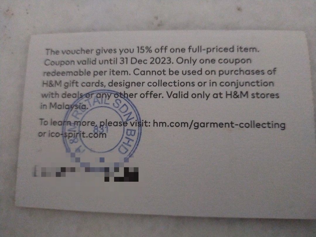 H and m 15 percent off store