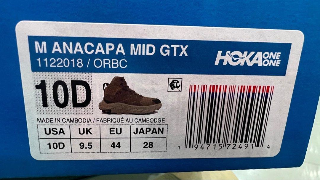 HOKA M ANACAPA MID GTX 1122018 ORBC (全新現貨), 男裝, 鞋, 波鞋