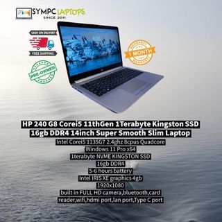 Hp 240 G8 Corei5 11thGen 1Terabyte SSD 16gb DDR4 Quadcore FHD 14in Super Smooth Laptop