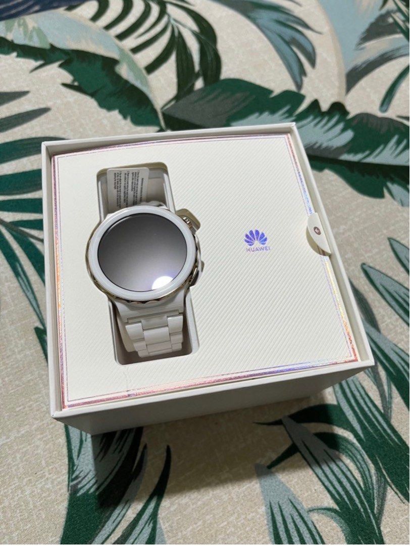 HUAWEI Watch GT 3 Pro Gold Bezel Ceramic White Strap on Carousell