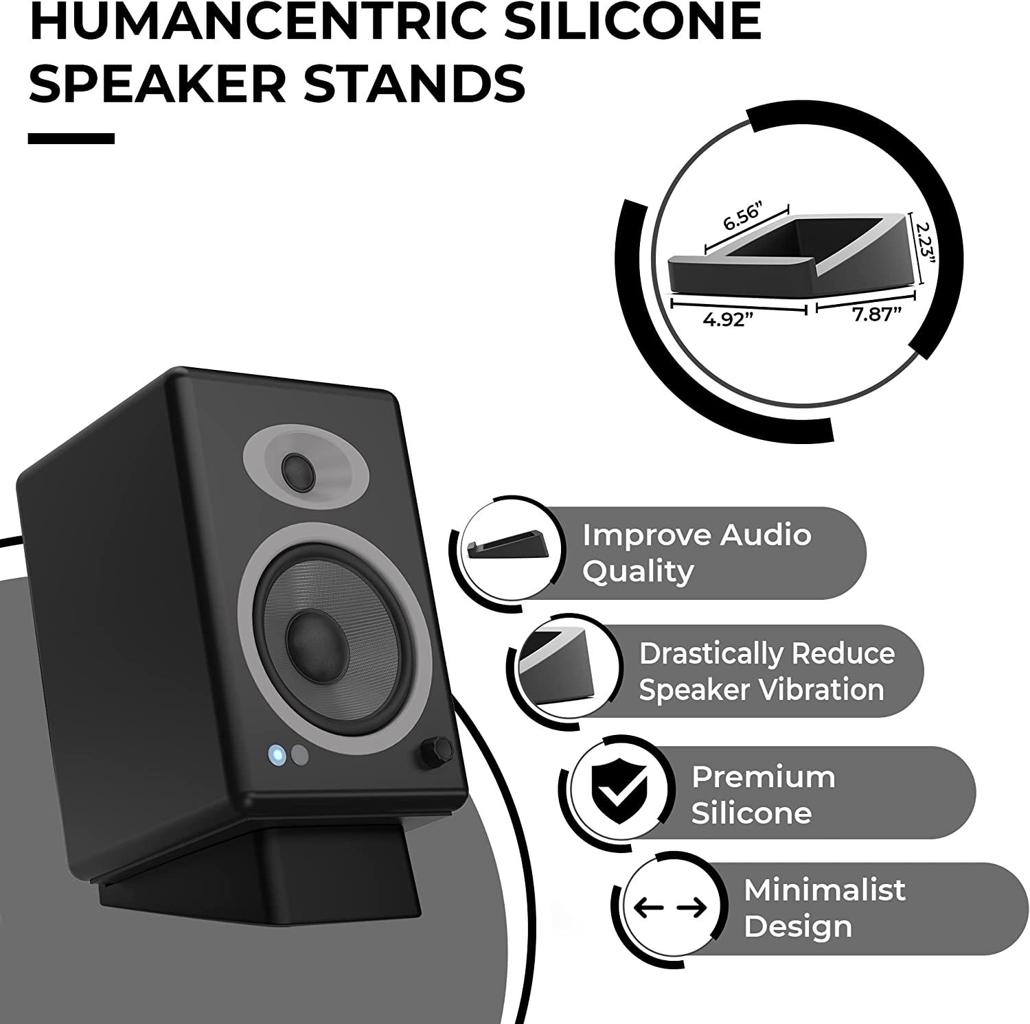 HumanCentric Desktop Speaker Stands Wedge, Desk Speaker Stands for