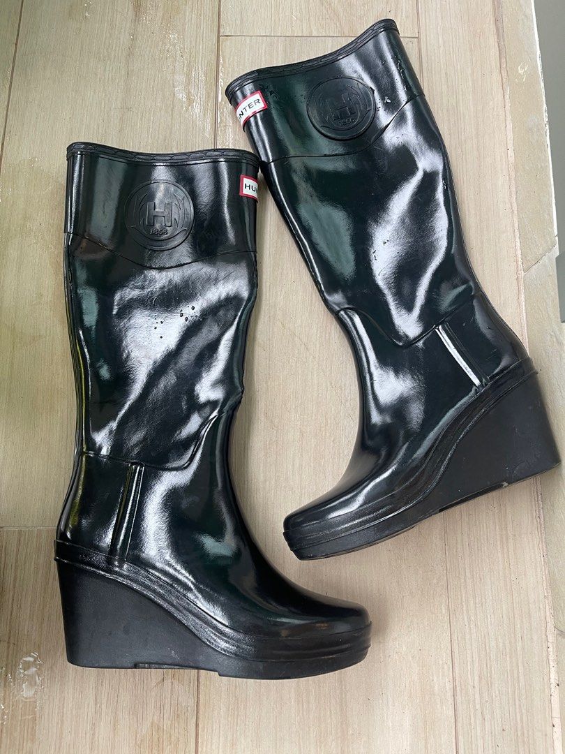 HUNTER ☔️ UK4 🇬🇧 EU 37 🇺🇸 US 6 Rain boots 黑色三寸高踭膠雨靴