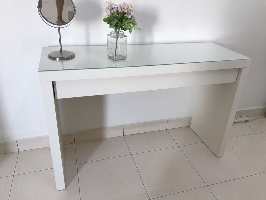 Ikea Dressing Table with Glass Top, Furniture & Home Living, Furniture