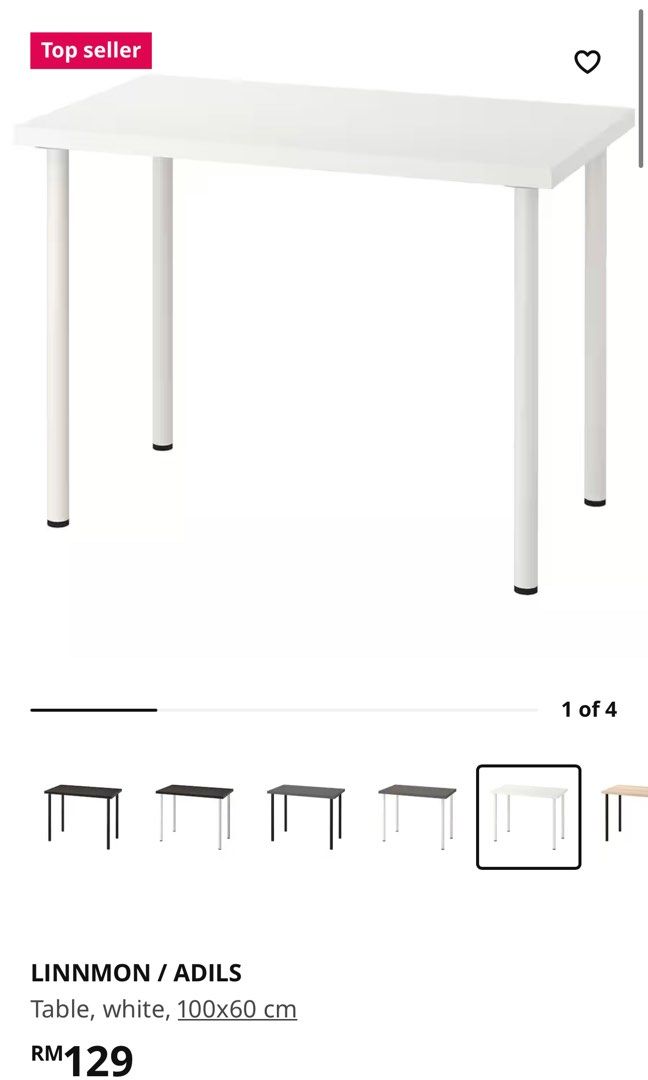 IKEA LINNMON ADILS 100x60cm table and leg set Furniture Home