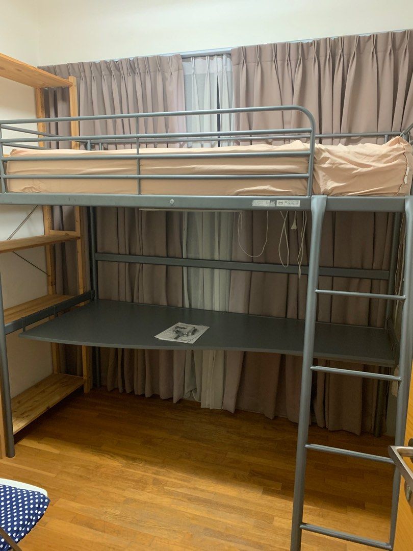 Ikea Svarta Loft Bed with table, Furniture & Home Living, Furniture