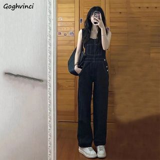 JUMPER PANTS JUMPSUIT BAGGY WIDE LEG BLACK Women s Fashion