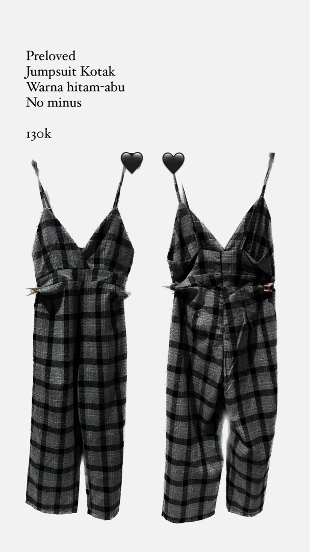 Jumpsuit Kotakkotak, Fesyen Wanita, Pakaian Wanita, Jumpsuits di Carousell