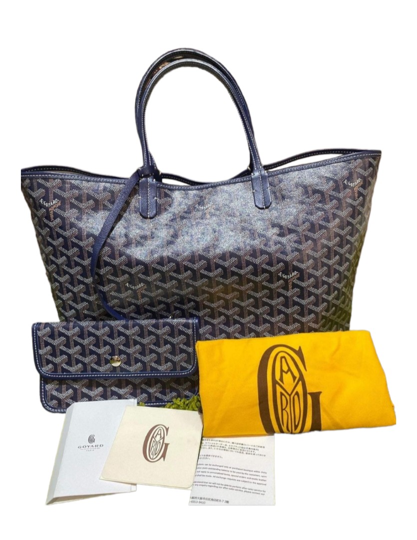 GOYARD Tote Bag Pouch SAINT LOUIS GM Blue Shopping Purse Unisex Auth New  proof
