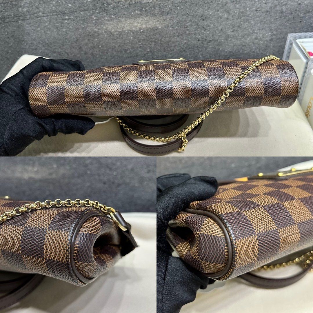 Louis Vuitton Eva Clutch Damier Ebene Canvas with Shoulder Strap