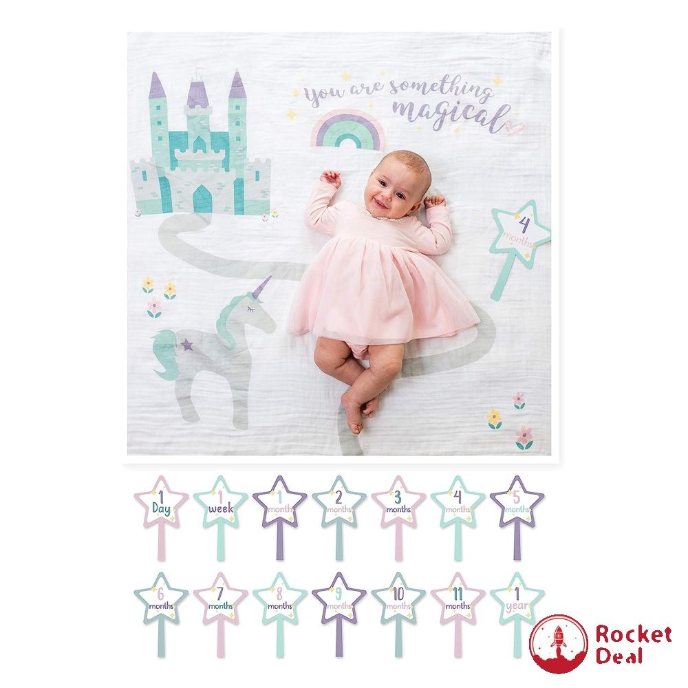 Lulujo Baby Baby s First Year Milestone Blanket and Cards Set Something Magical Babies Kids Babies Kids Fashion on Carousell