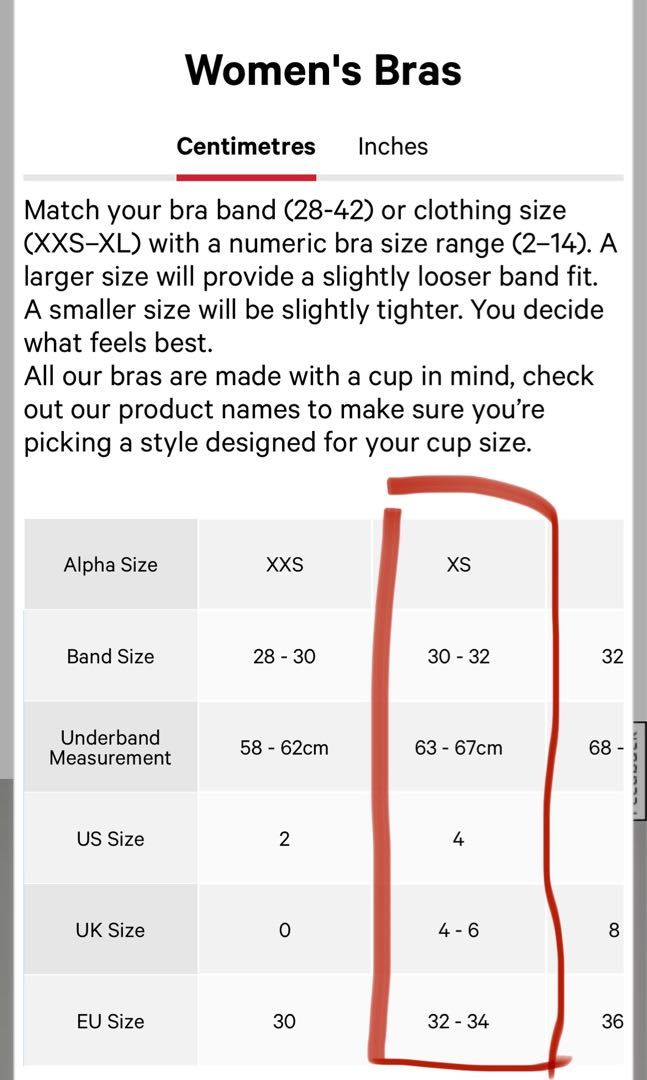 Lululemon size chart bra new arrivals