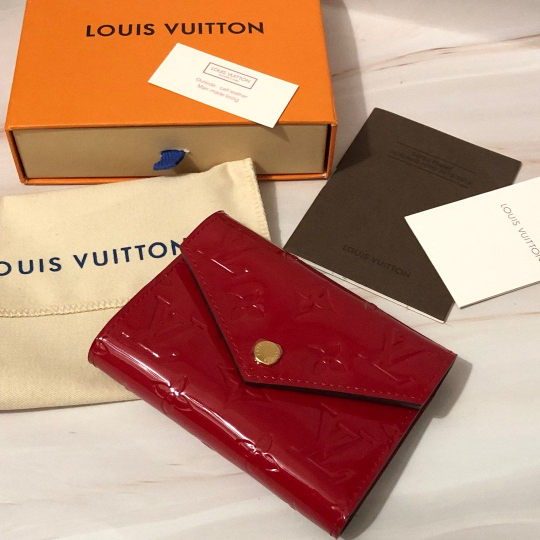 LV Red Leather Short Small Wallet, Women's Fashion, Bags & Wallets, Wallets  & Card holders on Carousell