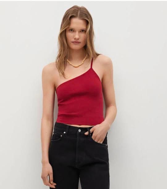 Mango Red Toga One Shoulder Top Women s Fashion Tops Sleeveless on Carousell