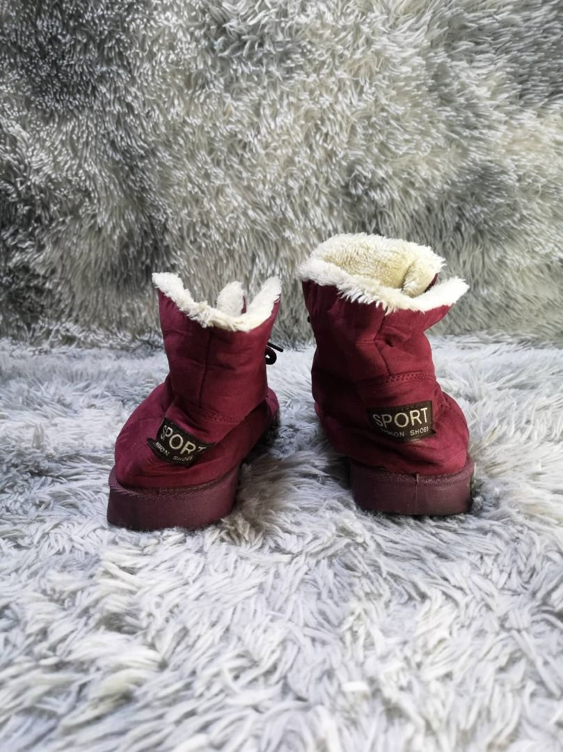 Maroon Suede Winter Boots Women s Fashion Footwear Boots on Carousell
