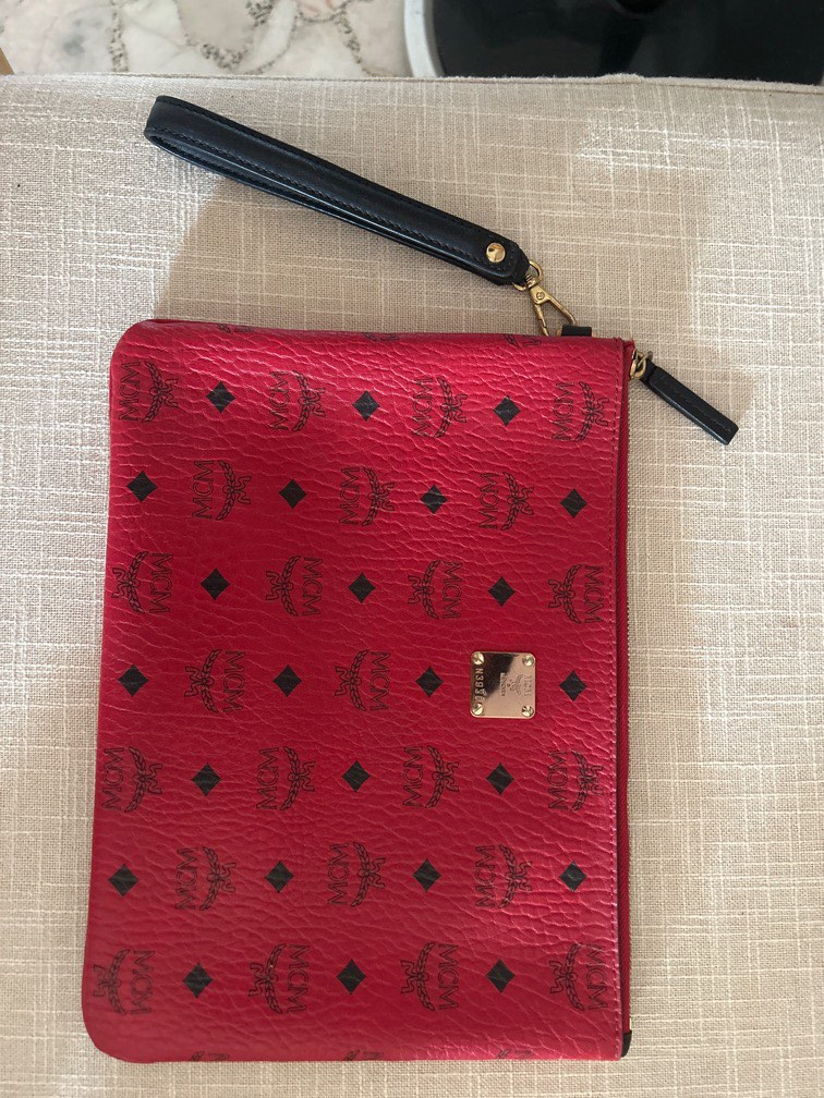 Mcm red sales clutch bag